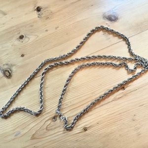 Vintage Monet French Rope Chain Necklace 57” Silver Tone Statement Necklace